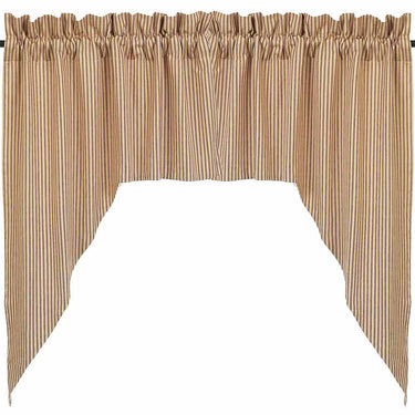 Barn Red Nutmeg York Ticking Swag Lined SW880017 - The Fox Decor